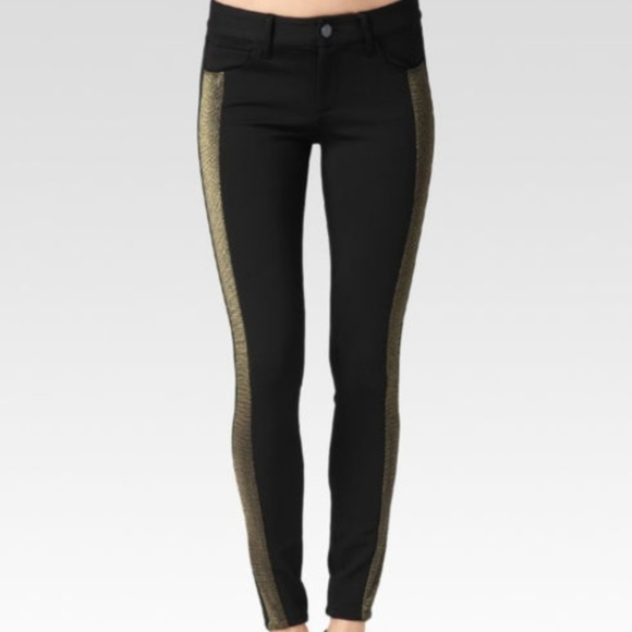 PAIGE Pants - NEW Paige Jeans Melissa Black Pants Gold Stripe 27
